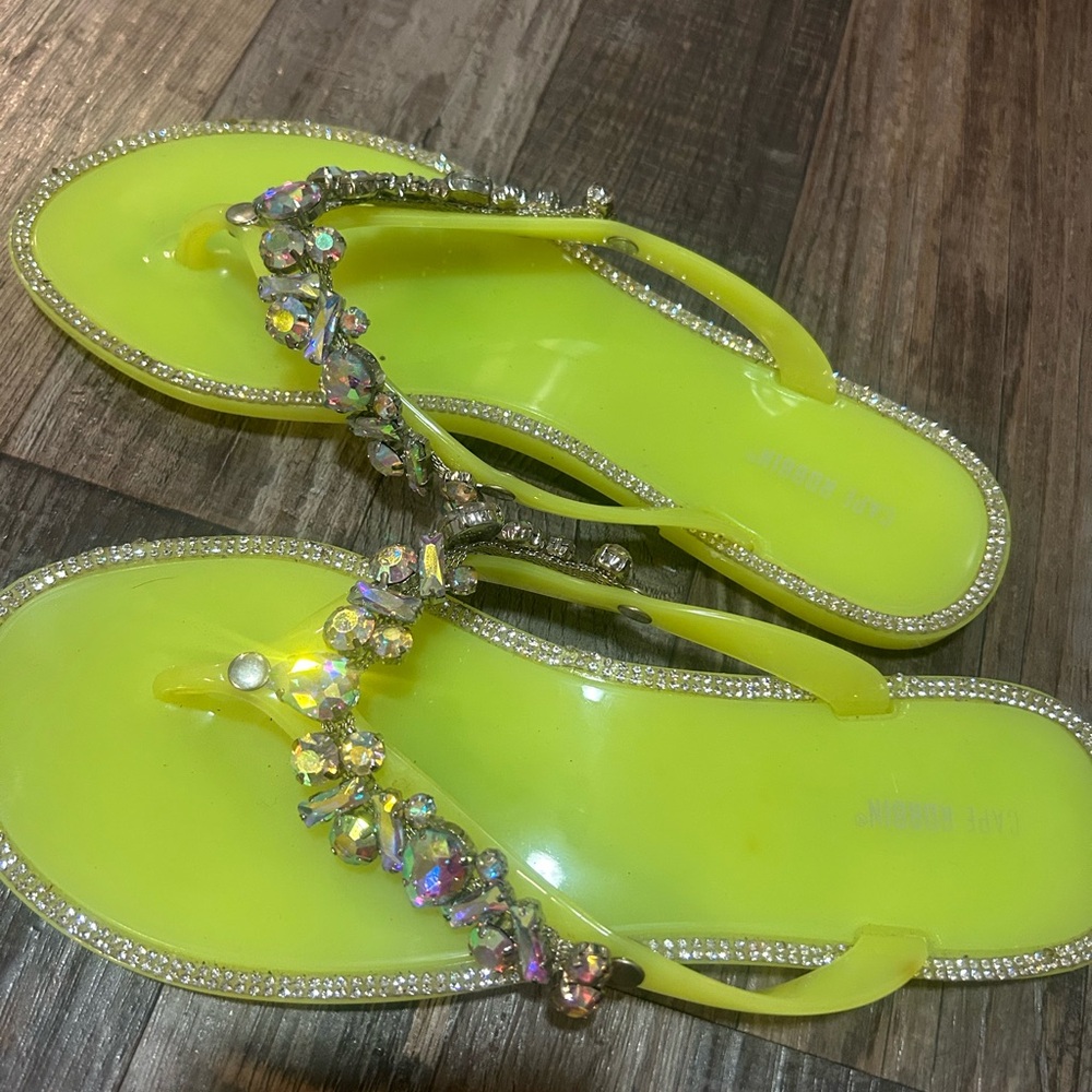 Cape Robbin Yellow Crystal Embellished Sandals